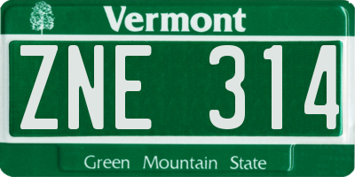 VT license plate ZNE314