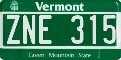 VT license plate ZNE315