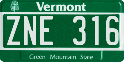 VT license plate ZNE316