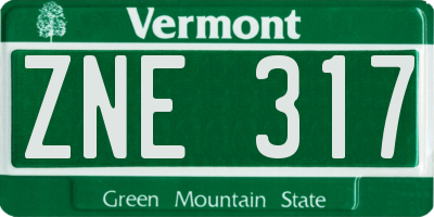VT license plate ZNE317
