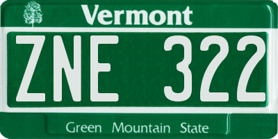 VT license plate ZNE322