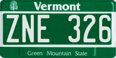 VT license plate ZNE326