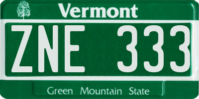 VT license plate ZNE333