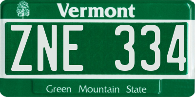 VT license plate ZNE334