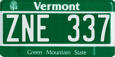VT license plate ZNE337