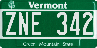 VT license plate ZNE342