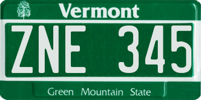 VT license plate ZNE345