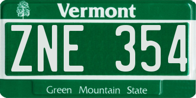 VT license plate ZNE354