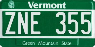 VT license plate ZNE355