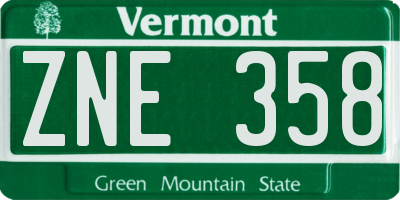 VT license plate ZNE358