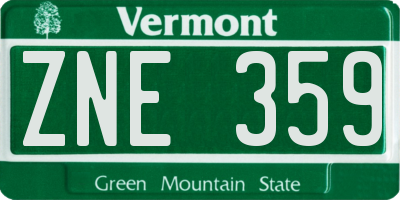 VT license plate ZNE359