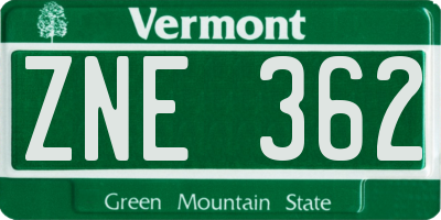 VT license plate ZNE362