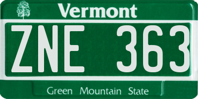 VT license plate ZNE363