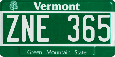VT license plate ZNE365