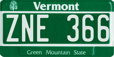 VT license plate ZNE366