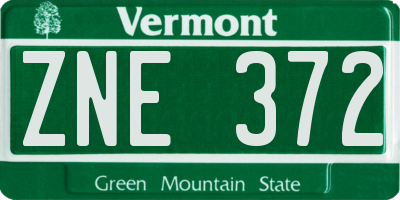 VT license plate ZNE372