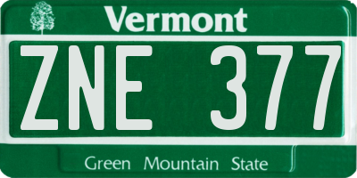 VT license plate ZNE377
