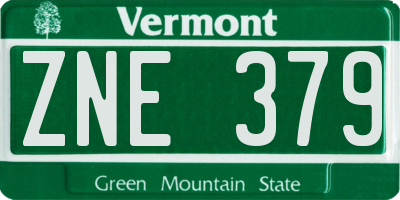 VT license plate ZNE379