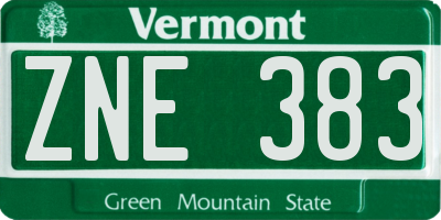 VT license plate ZNE383