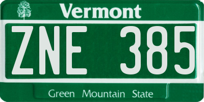 VT license plate ZNE385