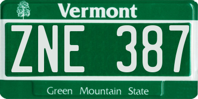 VT license plate ZNE387