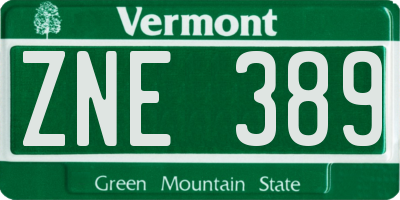 VT license plate ZNE389