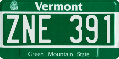 VT license plate ZNE391