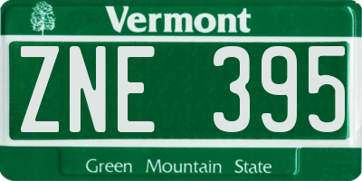 VT license plate ZNE395