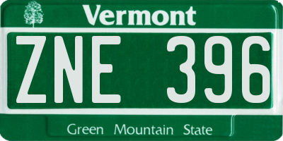 VT license plate ZNE396