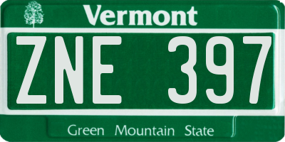 VT license plate ZNE397