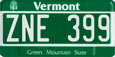 VT license plate ZNE399