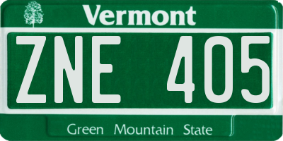 VT license plate ZNE405