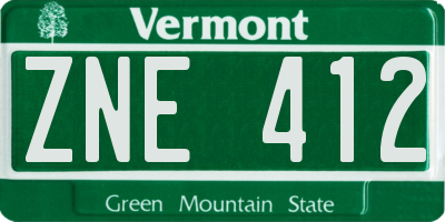 VT license plate ZNE412