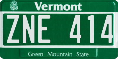 VT license plate ZNE414