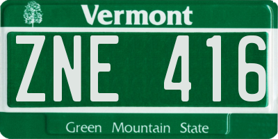 VT license plate ZNE416