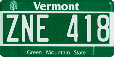 VT license plate ZNE418