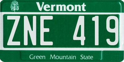 VT license plate ZNE419