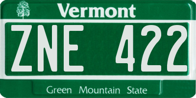 VT license plate ZNE422