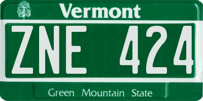 VT license plate ZNE424