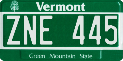 VT license plate ZNE445