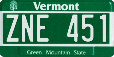 VT license plate ZNE451