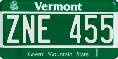 VT license plate ZNE455