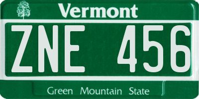 VT license plate ZNE456