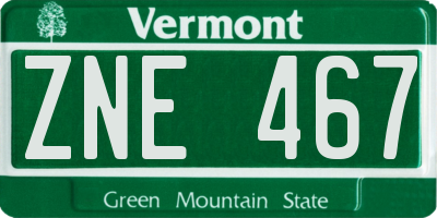 VT license plate ZNE467