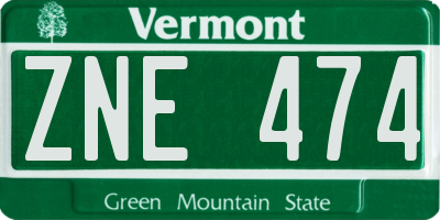VT license plate ZNE474
