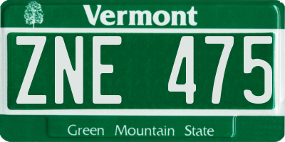 VT license plate ZNE475