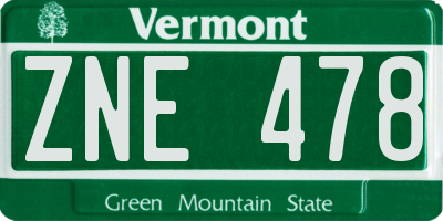 VT license plate ZNE478