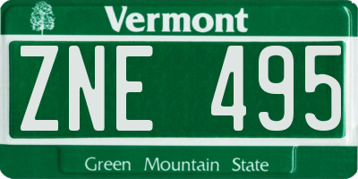 VT license plate ZNE495