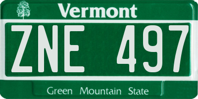 VT license plate ZNE497