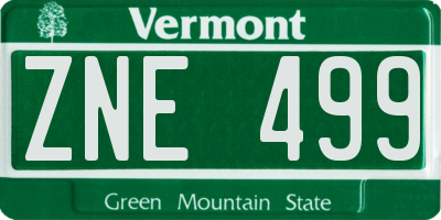 VT license plate ZNE499